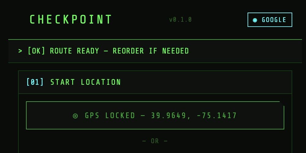 Checkpoint alleycat route planner screenshot