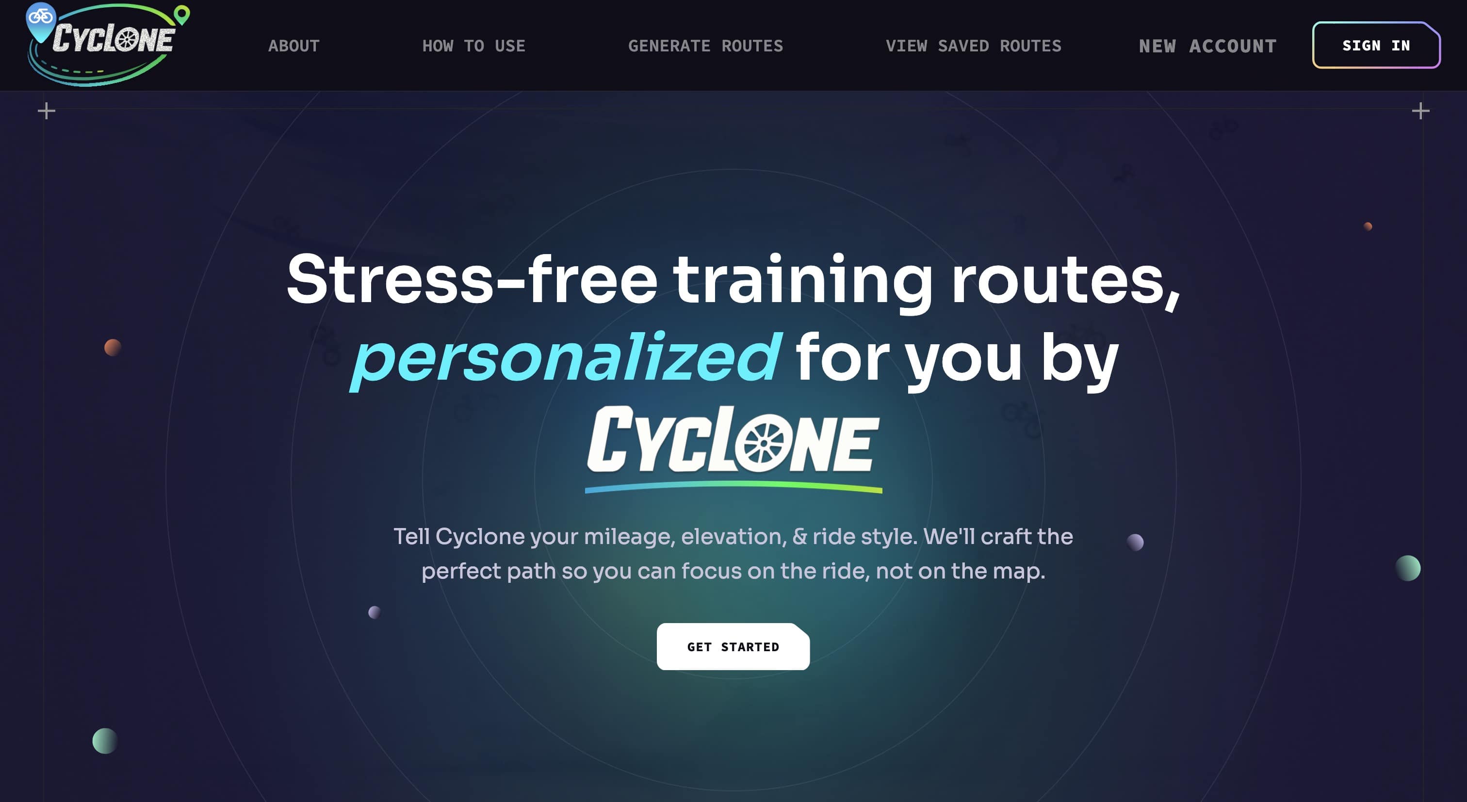 Cyclone route generator app screenshot