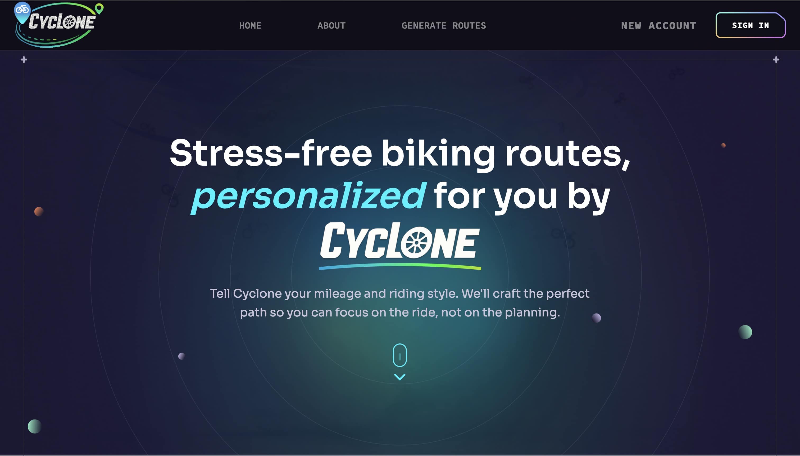 Cyclone route generator app screenshot